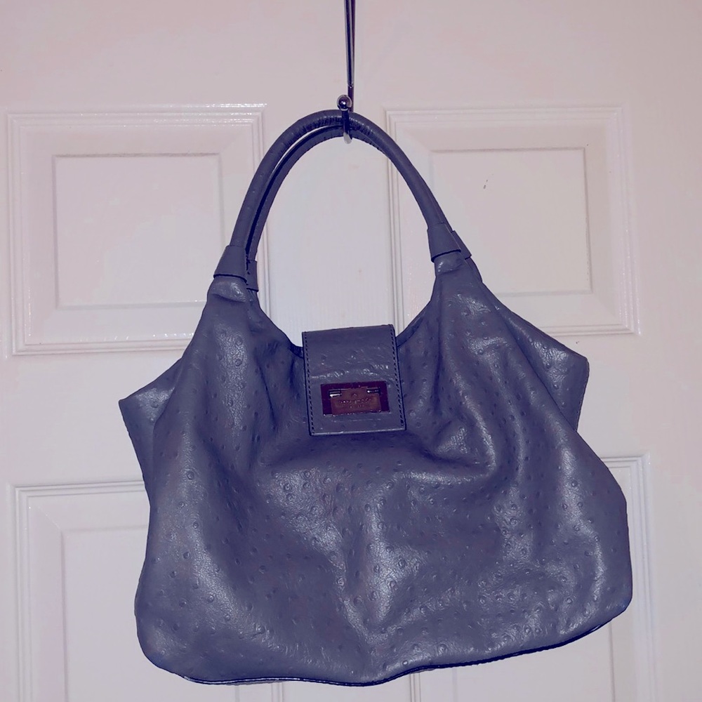 KATE SPADE WINDSOR SQUARE STEVIE LEATHER OSTRICH PRINT SHOULDER BAG